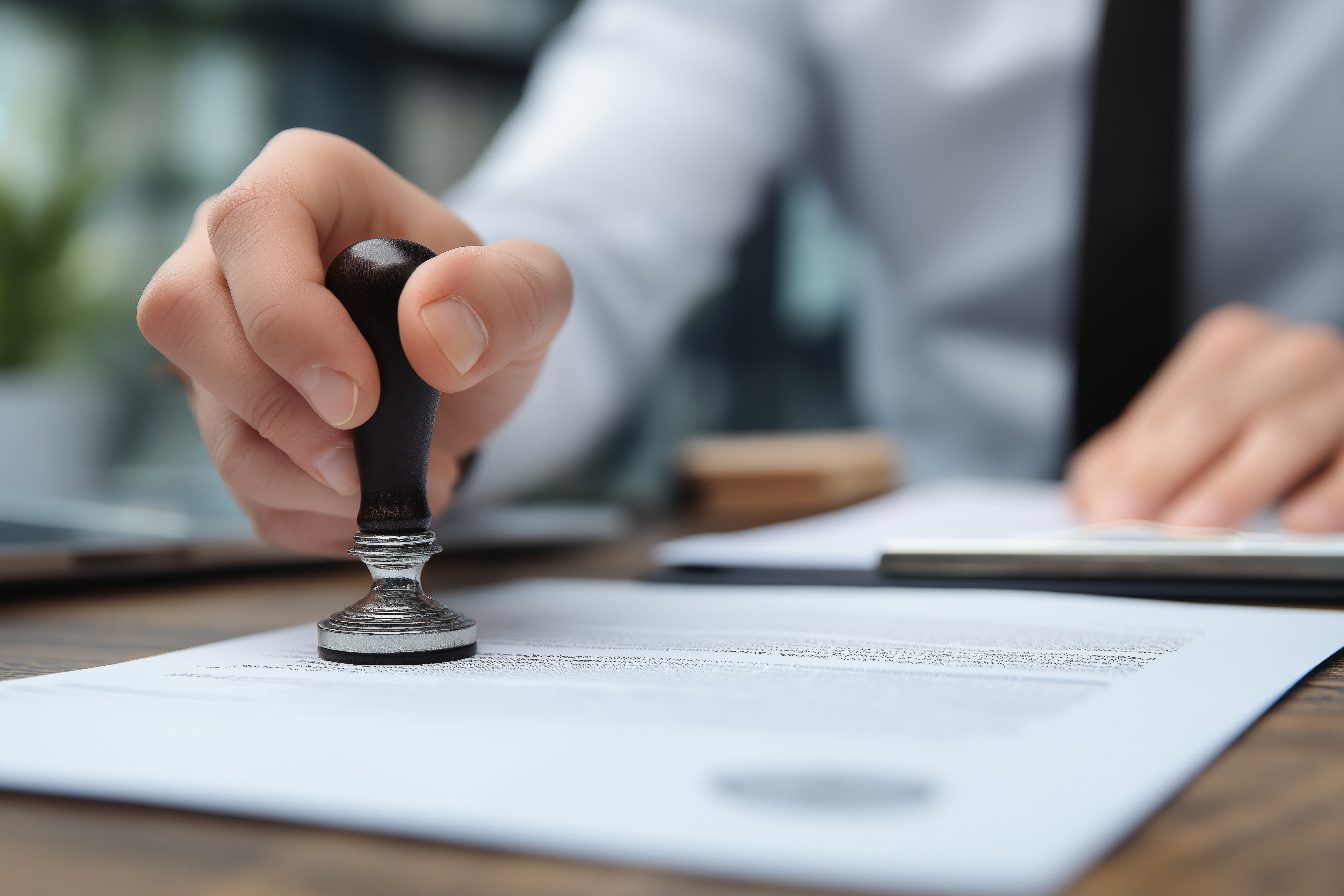 homme pro qui appose un cachet sur des documents d'entreprise